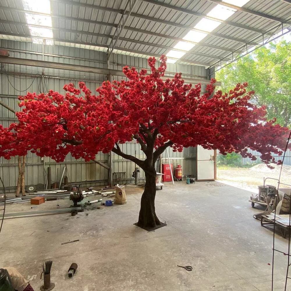 3.5x7.5m Red Artificial Flowering Cherry Tree