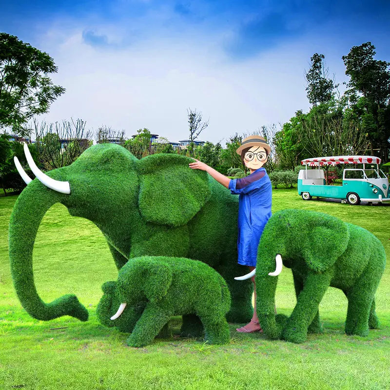 Faux Topiary Elephant Green Sculpture Wholesale 
